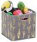 4 x Faltbox, Aufbewahrungsbox quadratisch, HBT: 29 x 28,5 x 28,5 cm, für Regal, Ordnungsbox ohne Deckel, grau/Gold