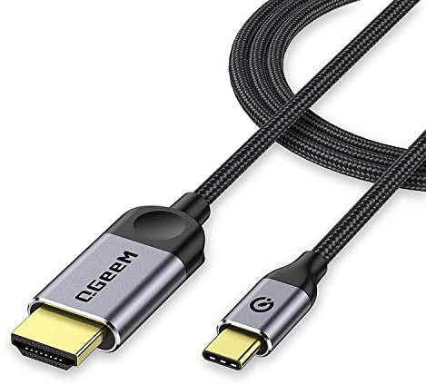 QGeeM USB C to HDMI Cable Adapter 6ft 4K, USB Type C to HDMI Thunderbolt 3/4 Compatible for iPhone 15 Pro Max,Galaxy,MacBook Pro/air,IPad pro,Surface,Dell XPS,HP,Thinkpad,Pixelbook, and More-3M