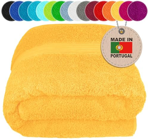 Lashuma Saunatuch 85x220 cm Gelb - Aprikose, Linz Frottee Badehandtuch groß, XXL Saunahandtuch für Damen, Gartenliege und Sauna