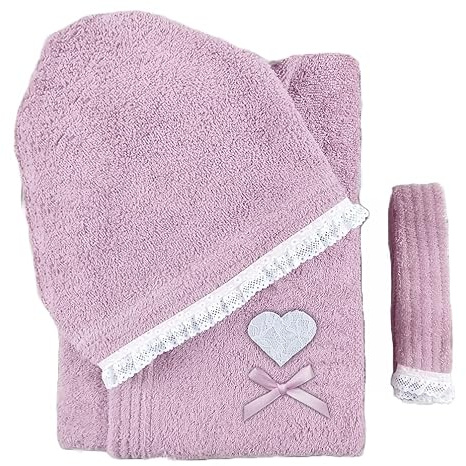 Cieffepi Home Collections Accappatoio unisex con cappuccio in spugna di cotone art. HEART