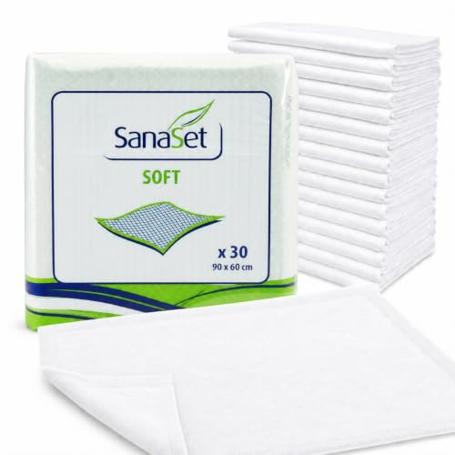 SanaSet Einweg Inkontinenzunterlagen 90x60 cm, 180 STK, mit saugstarkem Flockenkern, wasserdichte Krankenunterlagen für Bett, Matratze, Stuhl, Pflege, Senioren, Babys und Tiere