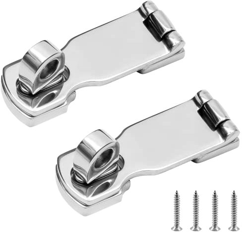 LifCratms Lot de 2 moraillons de porte en acier inoxydable de qualité marine, 7,6 cm, très résistants avec cadenas tournant, montage à œillet, moraillon de sécurité pivotant avec vis