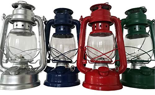 Petroleum Sturmlampe 24 cm inkl. 1x Docht Sturmlaterne Laterne Lampe Camping (Blau)
