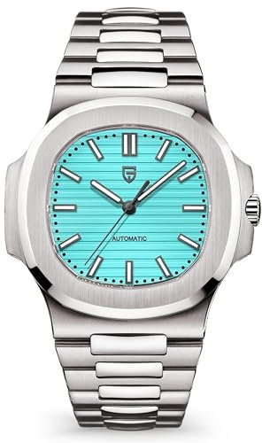 Pagani Design Reloj 1728 para Hombre, cronógrafo automático, Brazalete de Acero Inoxidable, Cristal de Zafiro, Sumergible 100 Metros, Movimiento automático ST16 (Azul Cielo)