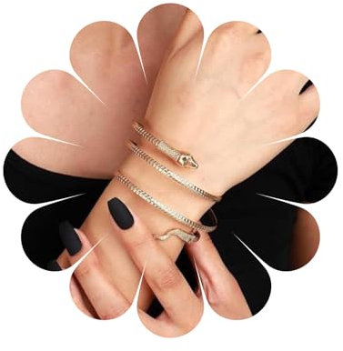 Allereya Vintage Schlangenarmband Punk Schlangenarmband Wirbel Schlangenarmband Gold Schlangenarmband Manschettenarmband Schmuck Für Frauen Und Mädchen (gold)