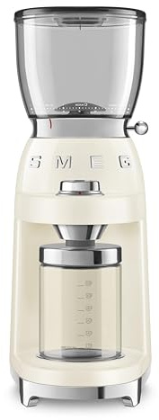 SMEG CGF11 Retro-Style Coffee Grinder – Burr Mill with 30 Grind Settings, Stainless Steel Conical Burrs, Removable Hopper – Precision Countertop Grinder for Espresso, Drip, French Press-Cream