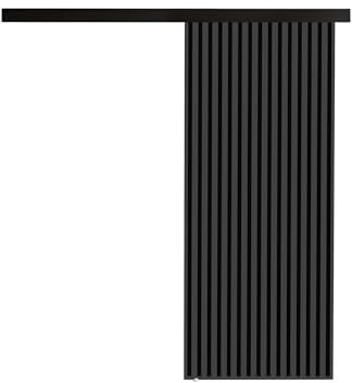 Mirjan24 Batoso Système de porte coulissante avec fermeture automatique, kit complet pour portes coulissantes, lamelles, porte intérieure, largeur au choix (graphite anthracite/noir, modèle 80)