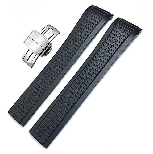 DAVNO 21mm Bunte Fluid Gummi Uhrenarmband für Patek 5164A 5167A Aquanaut Philippe Series Silikon Uhrenarmband mit Schmetterlingsschnalle für Herren Damen, Silver Buckle, Achat
