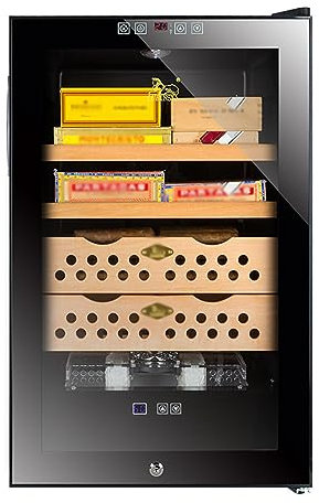 Humidor Schrank Zigarren Elektrisch Elektrischer Humidorschrank Für 400 Zigarren Mit Integriertem Wassertank Und Schubladenregalen Aus Spanischem Zedernholz Zigarrenkühlschrank