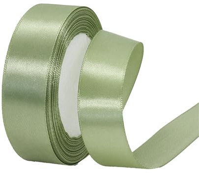 25mm Sage Green Ribbon for Gift Wrapping,22m Fabric Thick Satin Ribbon Sage Green Bow for Gift Wrapping,Ribbons for Balloons,Crafting,Bouquets,Wedding, Car,Presents,Cake,Christmas Party Decorations