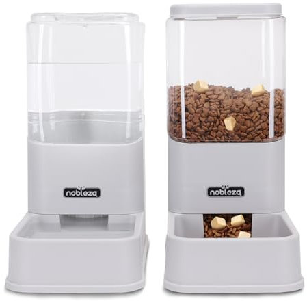 Nobleza Wasserspender Futterspender für Katze und Hund, 3.8L Automatischer Trockenfutterspender Wasserspender für kleine und mittelgroße Haustiere,