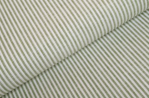 Halbleinen Meterware Streifen - Leinenstoff gestreift - Leinen Baumwolle - Leinengemisch bedruckt - Sommerleinen maritim - Leinengewebe *ab 50 cm, Farbe: 023 maigrün
