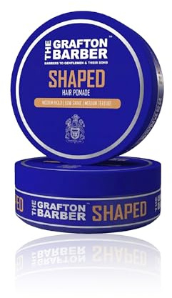 Grafton Barber Shaped Hair Pomade – Matt-glänzendes Finish – Starker Halt für ganztägiges Styling – Empfohlen von führenden Barbershops – Wasserbasiert für einfaches Auswaschen – Geschmeidiges Auftrag