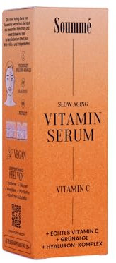 Soummé Anti Aging Vitamin C Booster Serum - 50ml mit 11% Vitamin C, Grünalge, Planktonextrakt Ferulasäure, Pentavitin, Hyaluron-Komplex und Gurkenwasser - Unser Glow-Wunder