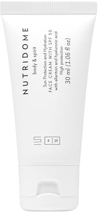 Nutridome Gesichtscreme LSF 50 30 ml - Schützt vor Sonne für jeden Hauttyp - Befeuchtet, Glättet, Verbessert die Elastizität, Schnell einziehend, kein klebriges Gefühl - Unter Make-up