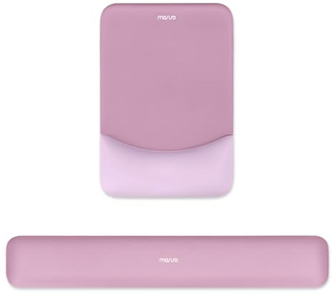 MOSISO Wrist Rest Support for Mouse Pad&Keyboard Set, Rectangular Ergonomic Mousepad Non-Slip Base Home/Office Pain Relief&Easy Typing Pad with Neoprene Cloth&Raised Curved Memory Foam, Mauve Pink