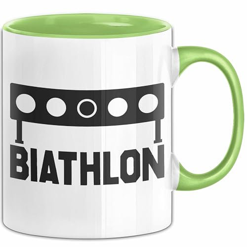 Biathlon Tasse Geschenk Wintersport Geschenke Biathlon Langläufer (Grün)