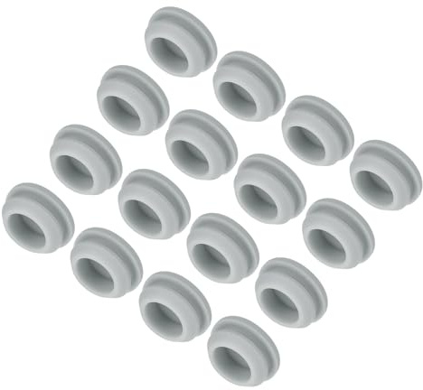 QUARKZMAN 16Pcs Cache Trou Meuble Bouchon Silicone 14mm Diamètre de Montage Gris Largeur de Rainure Étroite 2mm Joint de Panneau Rond pour Cloisons de Cuisine, Couvercle d'Étanchéité