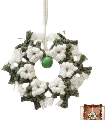 Ciondoli a maglia per albero di Natale, ornamenti natalizi all'uncinetto, ciondoli natalizi fatti a mano, ciondoli per albero di cotone con fiocco di neve, decorazioni per albero di Natale, ornamenti