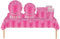 69 Rosa Brillante con Diamantes Brillantes Juego de Vajilla Desechable en Papel para Fiesta Cumpleaños, Platos y Vaso Servilletas Copa, Navidad Barbacoas Camping Picnic Boda para Niños y Adultos