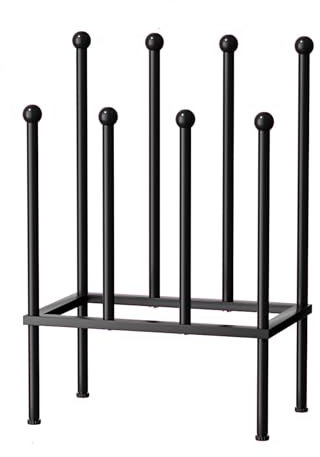 TREKIS Free-Standing Welly Boot Rack – 2-Tier Black Metal Wellington Stand & Shoe Storage Holder for Outdoor & Indoor Use. Rust-Free, Space-Saving Entryway & Hallway Organiser, Holds 4 Pairs