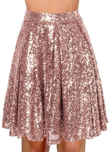 Mini gonna da donna – Minigonna da donna con paillettes – a vita alta linea A glitter tutù mini gonna glitter glitter glitter gonna rosa glitter gonna carnevale frange gonna mini gonna, Colore: rosa.,