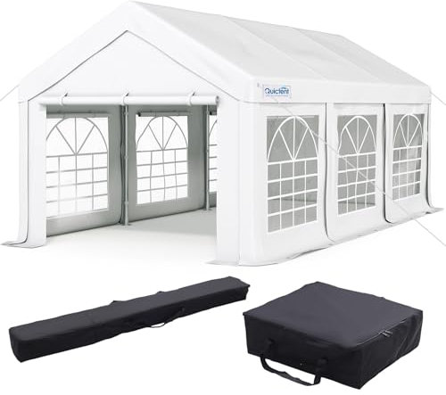Quictent Hochwertiges Partyzelt 3x6 m Pavillon Zelt PE Plane 500 N Gartenzelt Festzelt Wasserdicht UV Schutz Weiß