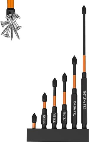 High Hardness Super Strong Magnetic Drill Screwdriver Bits Heavy Duty Magnetic Bit Kit, Anti-Slip Screw Extractor Cross Slot Screwdriver for Electric Screwdriver Impact Drill (1Set-6Pcs)