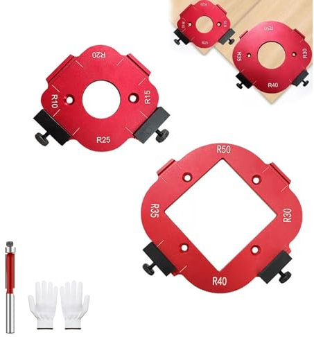 Trimmer Cutting R Angle Arc Template 2 PCS Router Jigs and Templates with Trimming Cutter Handheld Router Circle Jig 4 in 1 Arc Angle Positioning Template R10 R15 R20 R25 R30 R35 R40 R50