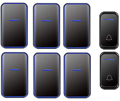 Wireless Doorbell Waterproof 300M Range with Cordless Chime, 2 Push Buttons, 6 Receivers, 38 Ringtones, LED Indicator, 4 Volume Levels