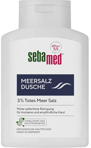 SEBAMED Meersalz Dusche 200 ml, Duschgel für Männer und Frauen, mit original totem Meersalz, seifenfreie Reinigung für empfindliche und trockene Haut