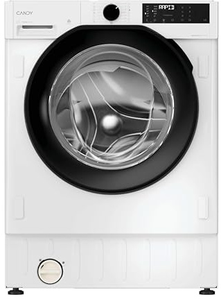 Candy ProWash and Dry 400 Integrated Washer Dryer With Autodose,9 Kg Wash,6 Kg Dry, Combined Cycle Class D,1400 RPM, hOn App Connectivity, 7 Rapid Cycles, White and Black, 60x53x82 cm-BC4SD496M6DB8-80