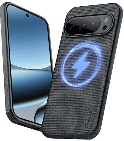 Nillkin für Google Pixel 10/10 Pro Hülle Magnetic,Hart PC+TPU Stoßstange,Verbesserter Kameralinsenschutz Schlanke Stoßfeste Handyhülle für Magnet-Ladegerät/Zubehör - Schwarz