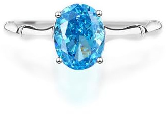 Stfery Ringe Weißgold 14 Karat Echt Gold für Damen, Solitärring mit Aquamarin Trauringe Au585 Gr.48 (15.3)