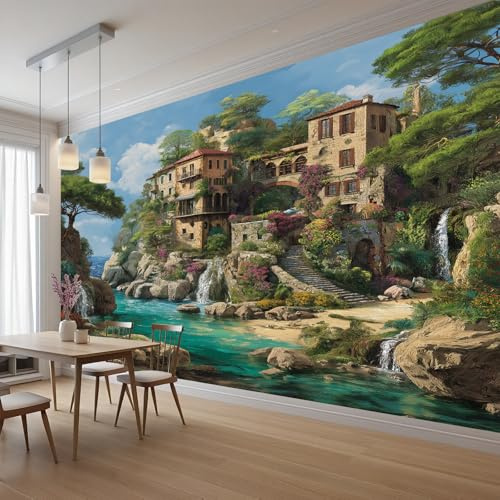 Wlujhia Papier Peint Panoramique Vue Sur La Mer 368x254 cm Revêtement Mural Décoration Pour Chambre Salon Ville Paysage Poster Mural Décoration et Moderne