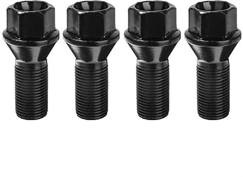 Ecrou Antivol,Goujon de Roue 4pcs M14X1.25 Écrou De Boulon À La Liaison En Acier Noir Utilisation Adaptée for BMW X3 X5 E70 E71 F20 F25 36136781151 Pièces D'accessoires
