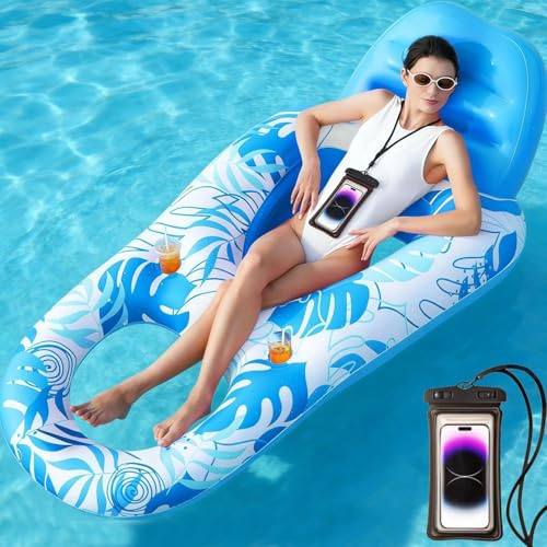 Bouee Piscine XXL pour Adulte,2 in 1 Matelas Gonflable Piscine 160cm*102cm,Hamac Gonflable avec Porte-Gobelets,Repose-Pieds,pour Adultes Plage ExtéRieur Vacances