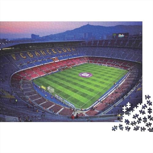 Fußballstadion-Nacht-Puzzle 1000 Teile, Recyclingkarton, 52x38cm, für Erwachsene & Jugendliche, Camp NOU, Buchstaben hinten
