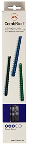 GBC Binderücken Plastik, A4, 21 Ringe, 6 mm für 25 Blatt, weiß