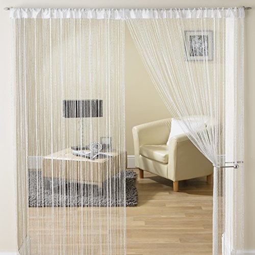 Tyrone Glam Lurex String Door Curtain Panel, White, 35 x 78 Inch