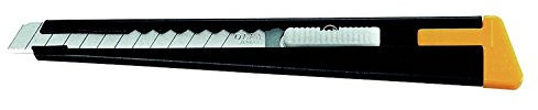 Olfa 180 Black 6 Stück Cutter-/Teppichmesser aus Metall 15 cm; nutzt die 9mm Klingen