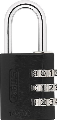 ABUS Zahlenschloss 145/30 Schwarz - Kofferschloss, Spindschloss u. v. m. - Aluminium-Vorhängeschloss - individuell einstellbarer Zahlencode - ABUS-Sicherheitslevel 3