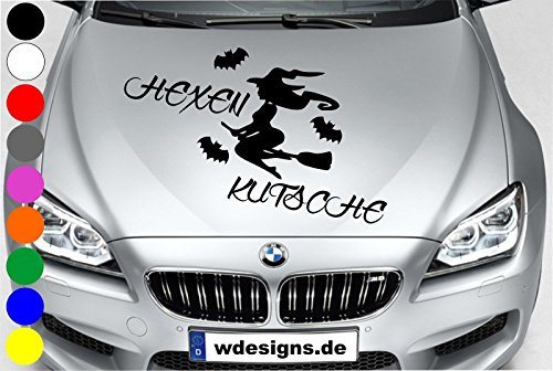 wDesigns Autoaufkleber HEXE HEXENKUTSCHE FLEDERMAUS Tuning Aufkleber Motorhaube Spruch