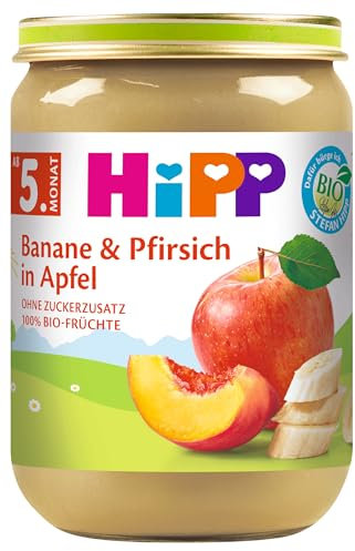 HiPP Früchte Banane und Pfirsich in Apfel, 6er Pack (6 x 190 g)
