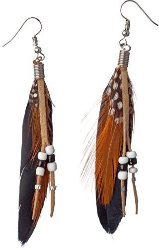 NET TOYS Federohrringe Hippie Ohrringe Indianer Boho Ohrschmuck Ethno Ohrhänger