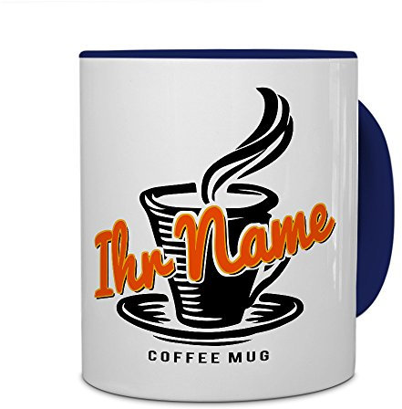 printplanet® Tasse mit Namen personalisiert - Motiv Coffee-Mug individuell gestalten - Farbvariante Blau