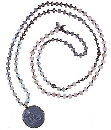KELITCH Buddha Anhänger Halsketten 6Mm Kristall Perlenkette Handgefertigt Yoga Strang Halsketten Schmuck