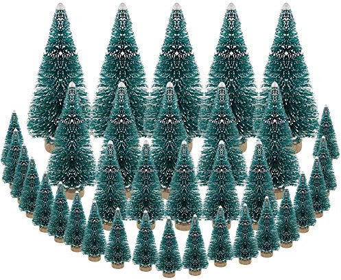 DECARETA 35 Stück Künstlicher Weihnachtsbaum, Mini Grün Tannenbaum, 4.5/6.5/8.5/12.5cm Naturgetreuer Christbaum für Tischdeko, DIY, Schaufenster (Grün)