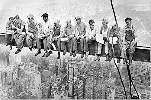 bestforhome-Leinwandbild Skylunch Retro Foto Bauarbeiter Mittagspause auf einem Wolkenkratzer Lunch ATOP a Skyscraper