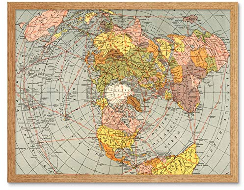 Artery8 Map Matthews-Northrup 1943 World Polar Azimuthal Projection Art Print Framed Poster Wall Decor 12x16 inch Karte Welt Wand Deko
